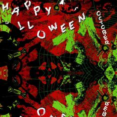 Halloween Red Green Photography Scenery Backdrop Halloween Theme Banner MNH-858