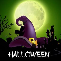 Halloween Hat Photography Scenery Backdrop Halloween Theme Banner MNH-859