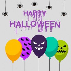 Halloween Ballon Photography Scenery Backdrop Halloween Theme Banner MNH-870