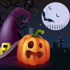 Halloween Pumpkin Lamp Photography Scenery Backdrop Halloween Theme Banner MNH-871