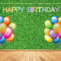 Ballon Grass Photography Scenery Backdrop Birthday Party Theme Banner MNH-875