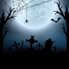 Tree Grave Photography Scenery Backdrop Halloween Theme Banner MNH-884