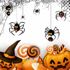 Halloween Pumpkin Lamp Photography Scenery Backdrop Halloween Theme Banner MNH-901