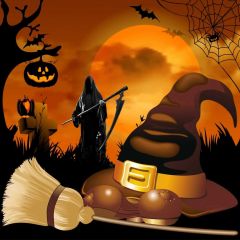 Halloween Pumpkin Lamp Photography Scenery Backdrop Halloween Theme Banner MNH-908