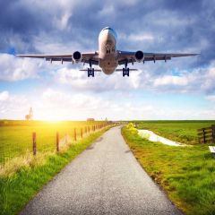 Airplane Road Photography Scenery Backdrop Aircraft Theme Banner MNH-914