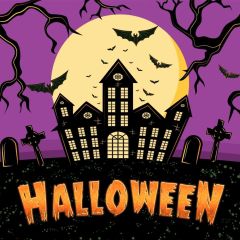Bat Castle Moon Photography Scenery Backdrop Halloween Theme Banner MNH-931
