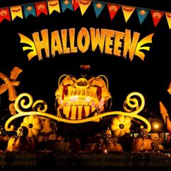 Flag Pumpkin Lanterns Photography Scenery Backdrop Halloween Theme Banner MNH-935