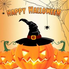 Pumpkin Hat Photography Scenery Backdrop Halloween Theme Banner MNH-937