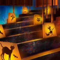 Light Stair Halloween Photography Scenery Backdrop Halloween Theme Banner MNH-939