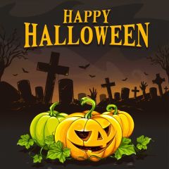 Pumpkin Lantern Coffin Photography Scenery Backdrop Halloween Theme Banner MNH-942