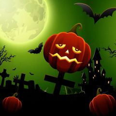 Pumpkin Coffin Moon Photography Scenery Backdrop Halloween Theme Banner MNH-950