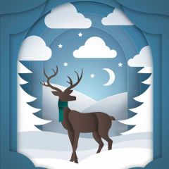 Reindeer Cloud Moon Photography Scenery Backdrop Christmas Theme Banner MNH-974