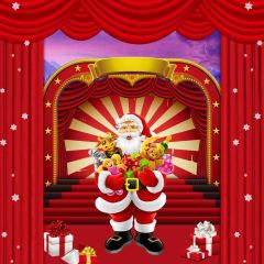 Santa Claus Curtain Stars Gift Photography Scenery Backdrop Christmas Theme Banner MNH-977