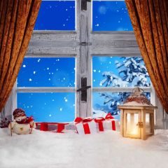 Gift Light Snow Man Photography Scenery Backdrop Christmas Theme Banner MNH-985