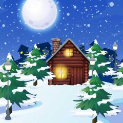 Tree House Moon Photography Scenery Backdrop Christmas Theme Banner MNH-995