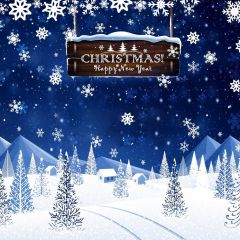 Christmas Snow Cypress Photography Scenery Backdrop Christmas Theme Banner MNH-997
