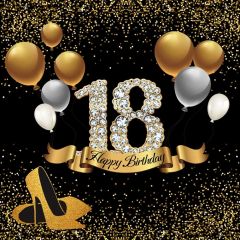 18Birthday Goldenballoon Photography Scenery Backdrop Birthday Party Theme Banner NTM-097