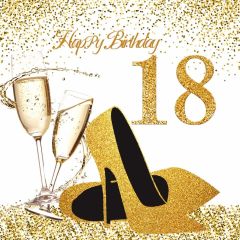 Birthday 18 Golden Heel Photography Scenery Backdrop Birthday Party Theme Banner NTM-102