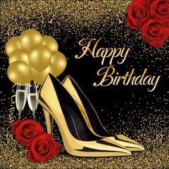 High Heel Golden Rose Photography Scenery Backdrop Birthday Party Theme Banner NTM-108