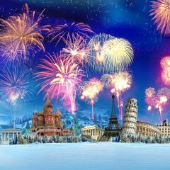 New Year Old Castle Photography Scenery Backdrop Festival Celebration Theme Banner NTM-109