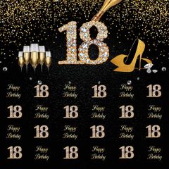 Birthdya Party 18Th Golden Heel Photography Scenery Backdrop Birthday Party Theme Banner NTM-116