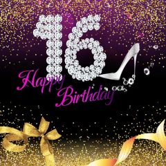 Happy Birthday Merry 16Th Photography Scenery Backdrop Birthday Party Theme Banner NTM-118