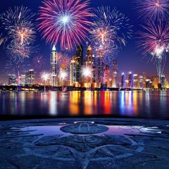 New Year Night Fireworks Photography Scenery Backdrop Festival Celebration Theme Banner NTM-120