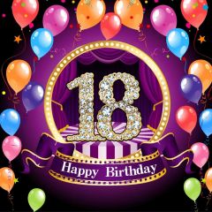 Coloful Balloon 18Th Birthday Photography Scenery Backdrop Birthday Party Theme Banner NTM-124
