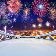 New Year Celebration Fireworks Photography Scenery Backdrop Festival Celebration Theme Banner NTM-129