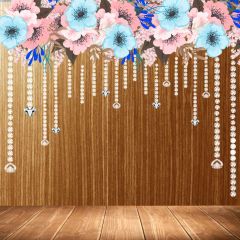 Flowers Wooden Floor Photography Scenery Backdrop Flowers Theme Banner NTM-139