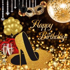 Birthday Party Mask Golden Photography Scenery Backdrop Birthday Party Theme Banner NTM-144