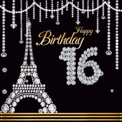 Birthday Party 16Th Tower Diamonds Photography Scenery Backdrop Birthday Party Theme Banner NTM-153