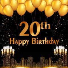 Birthday Party 20Th Balloon Photography Scenery Backdrop Birthday Party Theme Banner NTM-162