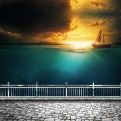 Nature Ship Rail Huge Sea Photography Scenery Backdrop Ocean Theme Banner NTM-170