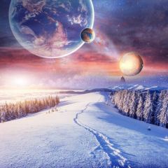 Snow Galaxy Fir Photography Scenery Backdrop Snow Theme Banner NTM-178