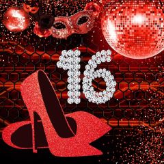 Birthday 16Th Red High Heel Photography Scenery Backdrop Birthday Party Theme Banner NTM-185