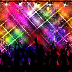 Stage Dancer Fireworks Photography Scenery Backdrop Music Dance Theme Banner NTM-188
