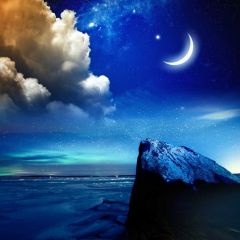 Newmoon Hills Cloud Stars Photography Scenery Backdrop Night Theme Banner NTM-208