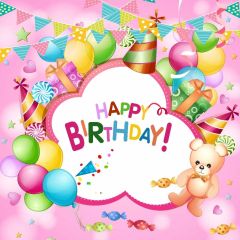 Balloons Cartoon Bear Birthday Photography Scenery Backdrop Birthday Party Theme Banner NTM-229