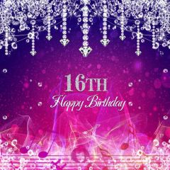 Birthday Party 16Th Diamonds Photography Scenery Backdrop Birthday Party Theme Banner NTM-236