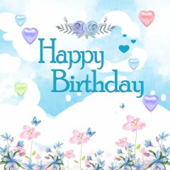 Happy Birthday Flower Heart Photography Scenery Backdrop Birthday Party Theme Banner NTM-249