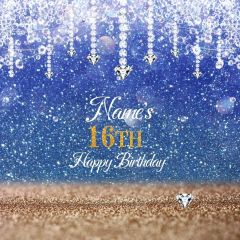 Birthday Party 16Th Diamonds Blue Photography Scenery Backdrop Birthday Party Theme Banner NTM-265