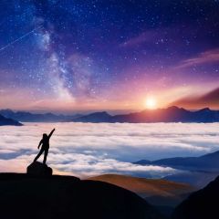 Person Cloud Dawn Hill Photography Scenery Backdrop Nature Theme Banner NTM-273