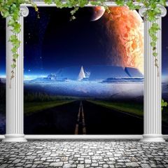 Balcony Landscape Strong Pillar Photography Scenery Backdrop Balcony Landscape Theme Banner NTM-280