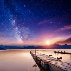 Starring Night Sea Sunrise Photography Scenery Backdrop Night Theme Banner NTM-287