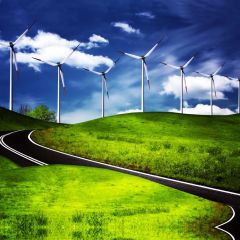 Grassy Land Windmill White Cloud Photography Scenery Backdrop Nature Theme Banner NTM-294