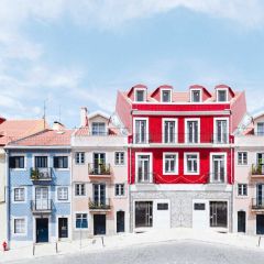 Building Pink Roof Outdoor Achitecture Photography Scenery Backdrop Housing Theme Banner NTM-298