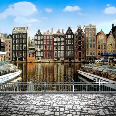 Tall Building Yacht Lake Photography Scenery Backdrop Architectural Theme Banner NTM-314