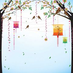 Spring Birds Kites Lines Photography Scenery Backdrop Flowers Theme Banner NTM-324