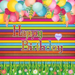 Happy Birthday Strips Colors Balloon Photography Scenery Backdrop Birthday Party Theme Banner NTM-331